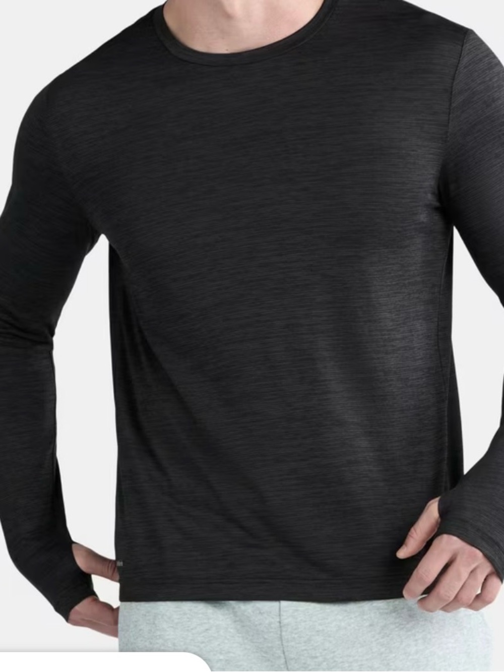 Bench Men's Long-Sleeve Crewneck Shirt - Black Heather